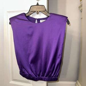 TCEC boutique shoulder padded purple silk top